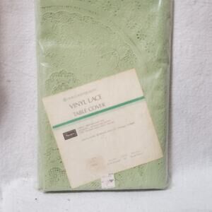 Sears Roebuck Our Good Quality Vinyl Lace Tablecloth #54031 60" x 90" Avocado He
